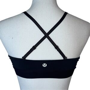 Lululemon Sports Bra Black Scalloped Strappy Cinched Gym Activewear 6